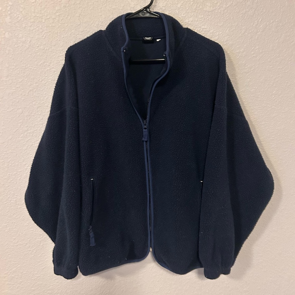 Navy blue fleece zip-up jacket